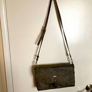 MSK Grey Leather crossbody purse
